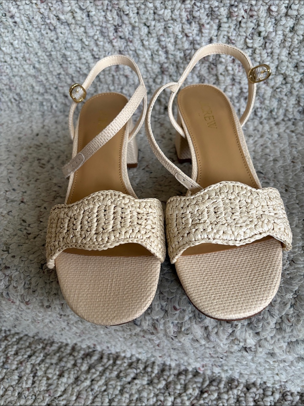 J. Crew Factory Blonde Natural Raffia heeled sandal size 7 CU341 $138